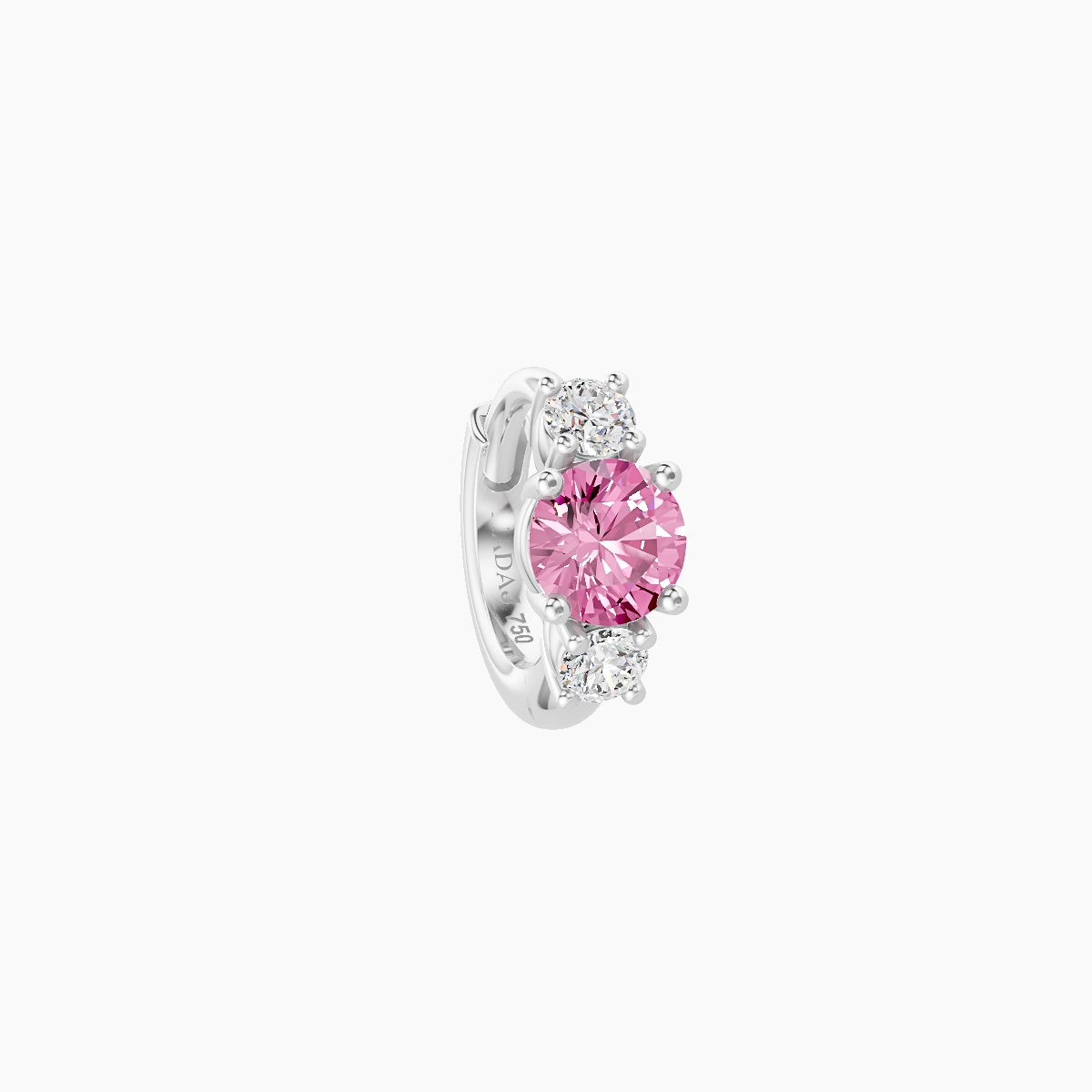 Grace | 18k White Gold 5 mm Trilogy Round Pink Sapphire & Diamond Hoop Piercing