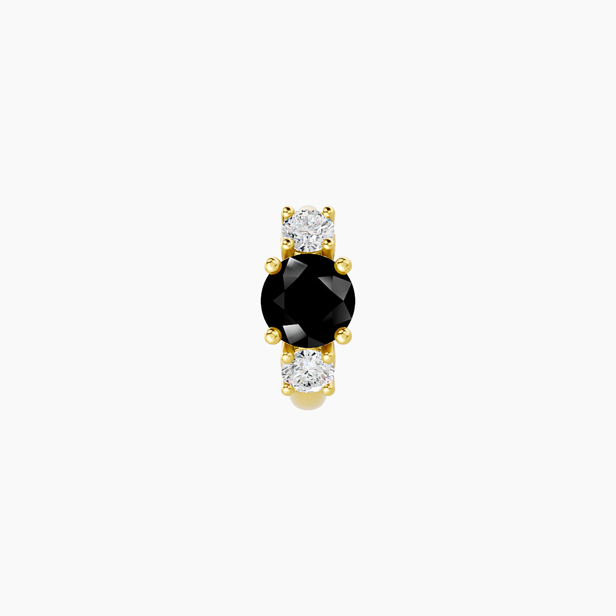 Grace | 18k Yellow Gold 5 mm Trilogy Round Black Diamond & Diamond Hoop Piercing