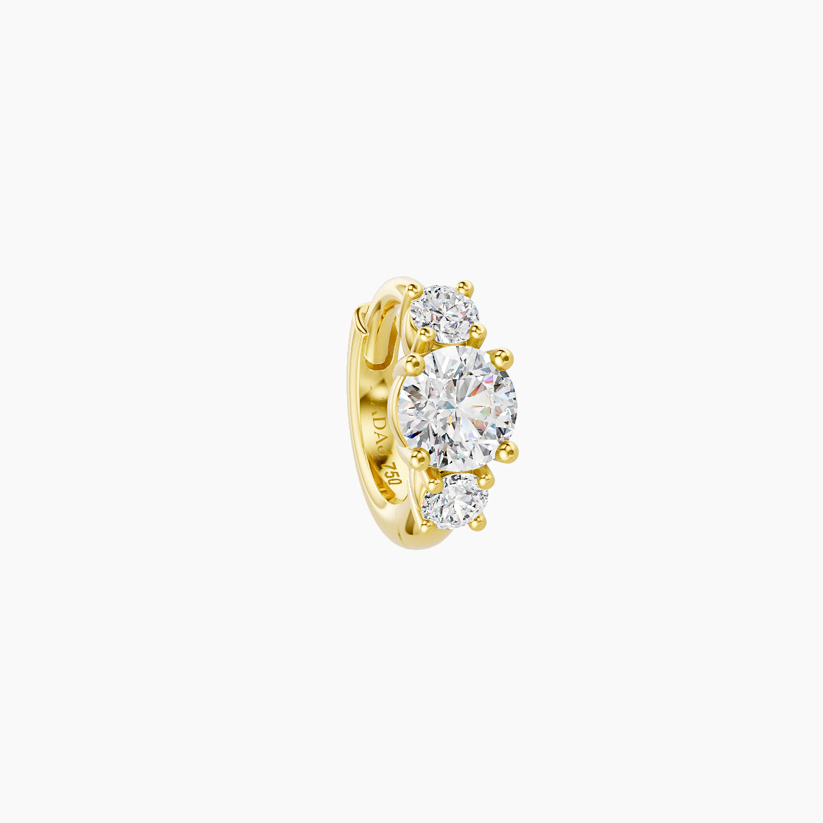 Grace | 18k Yellow Gold 5 mm Trilogy Round Diamond Hoop Piercing