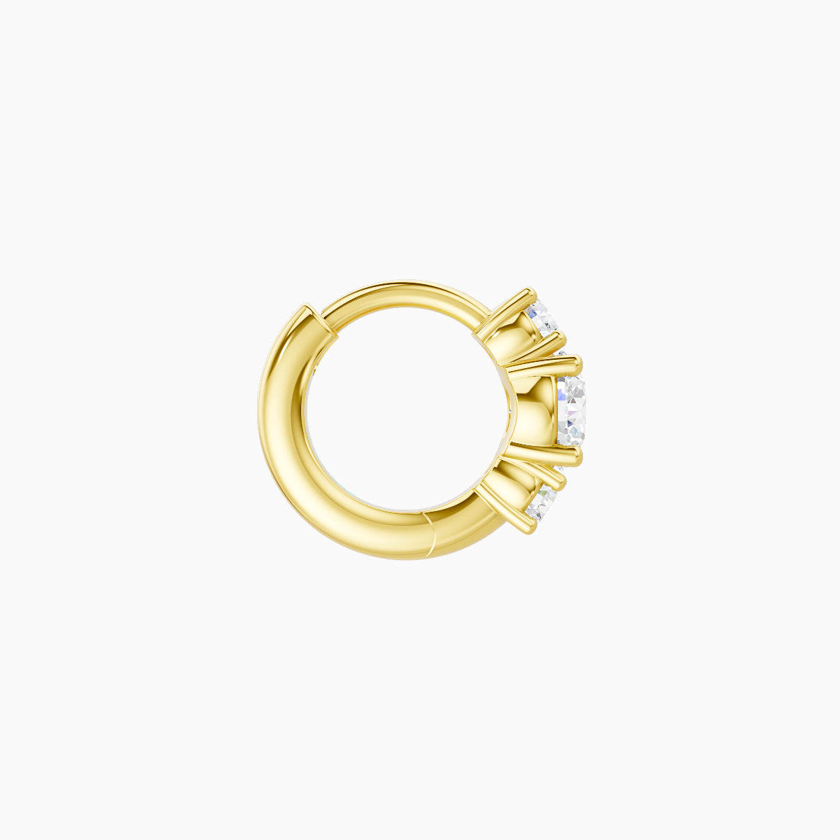 Grace | 18k Yellow Gold 5 mm Trilogy Round Diamond Hoop Piercing