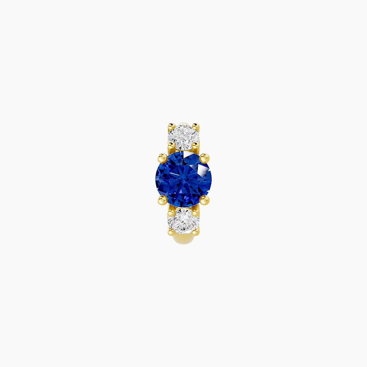 Grace | 18k Yellow Gold 5 mm Trilogy Round Sapphire & Diamond Hoop Piercing