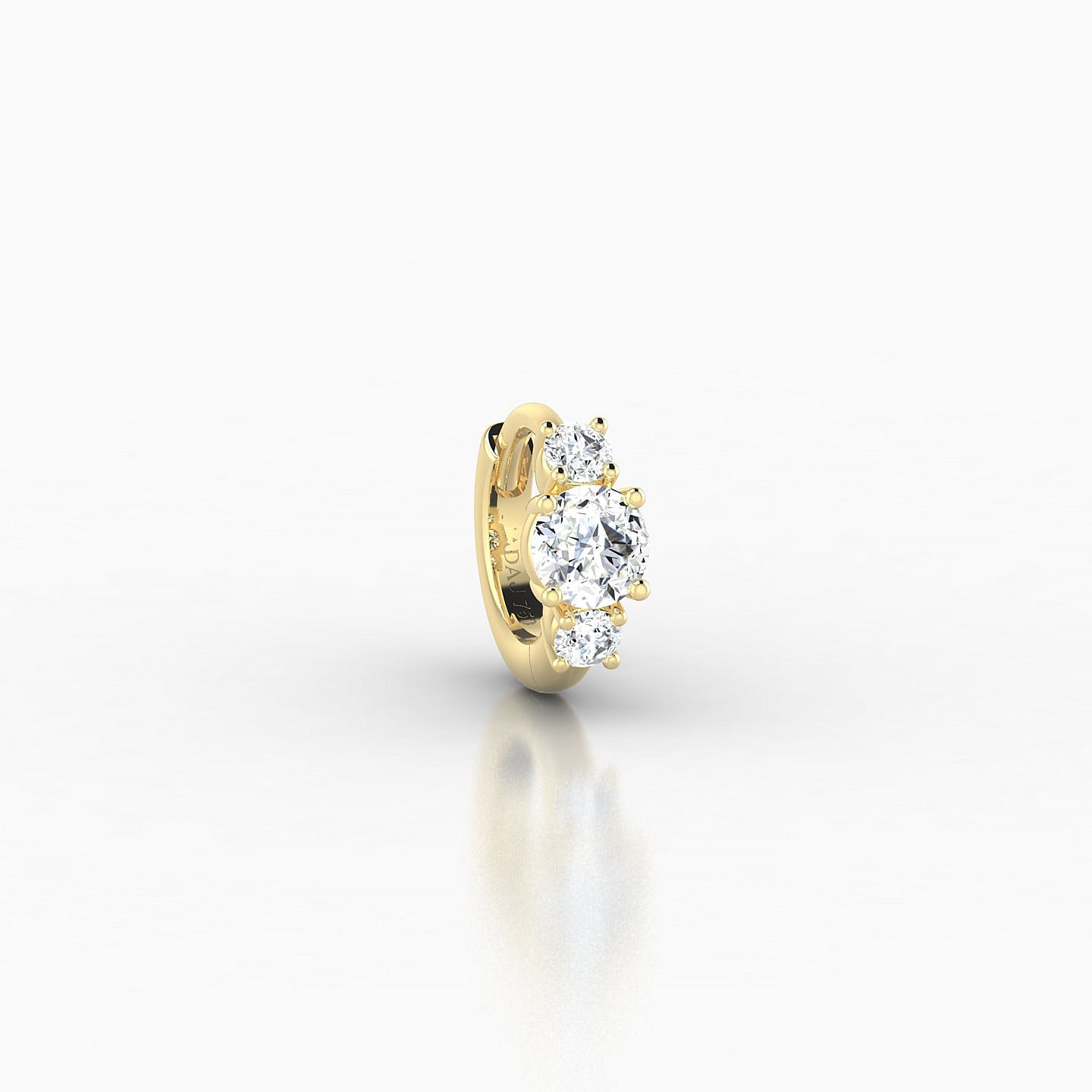 Grace | 18k Yellow Gold 5 mm Trilogy Round Diamond Hoop Piercing