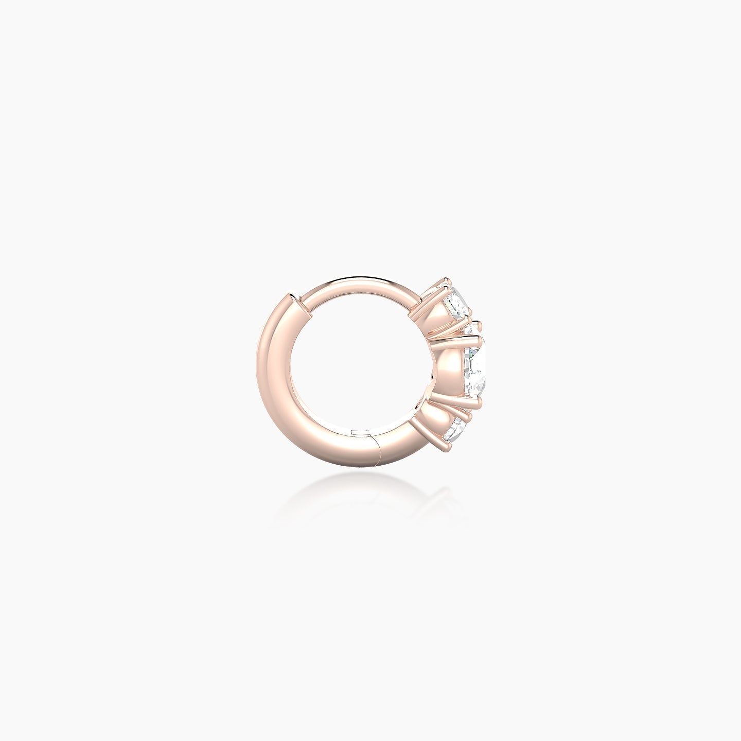 Grace | 18k Rose Gold 5 mm Trilogy Round Diamond Hoop Piercing