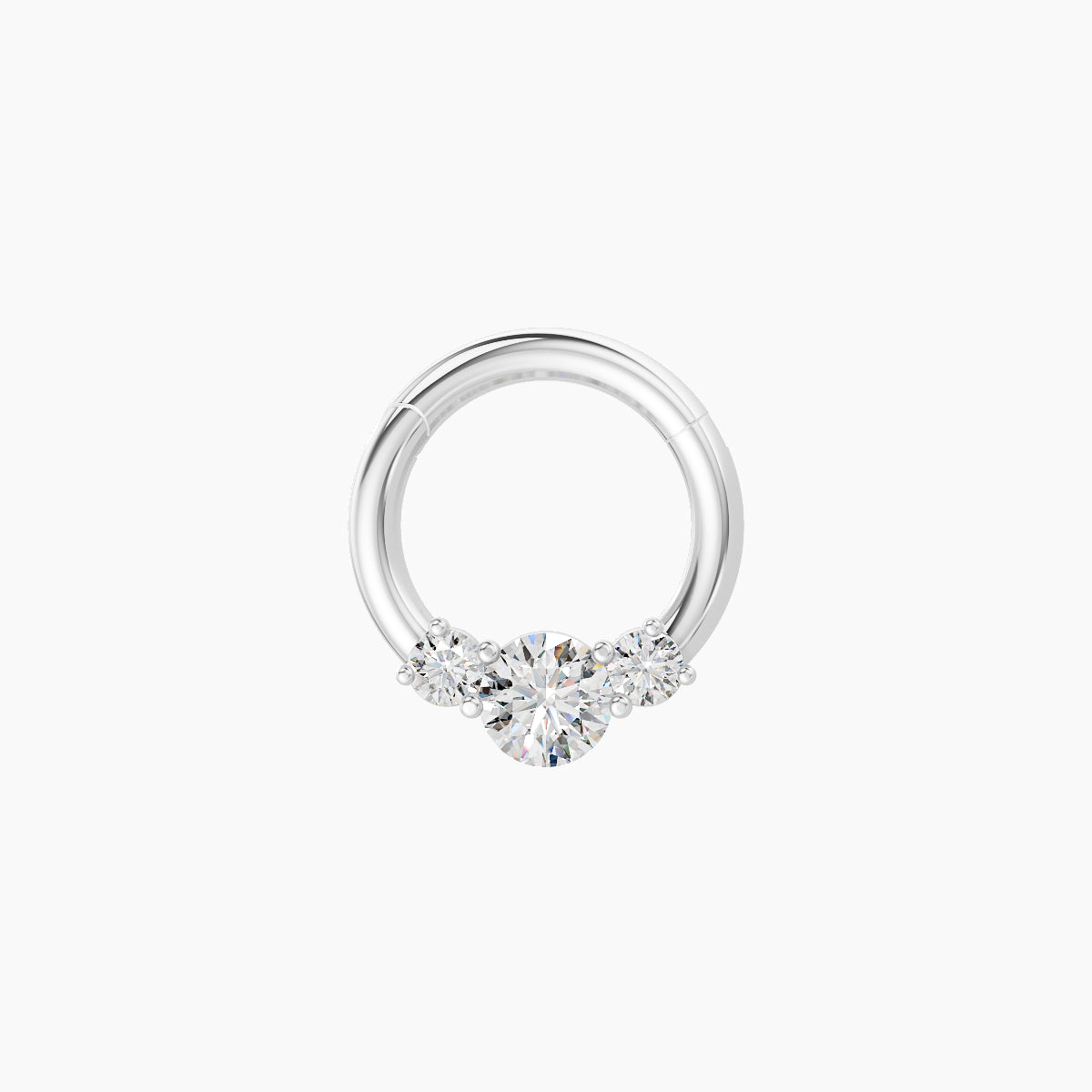 Grace | 18k White Gold 6.5 mm Trilogy Round Diamond Daith Piercing