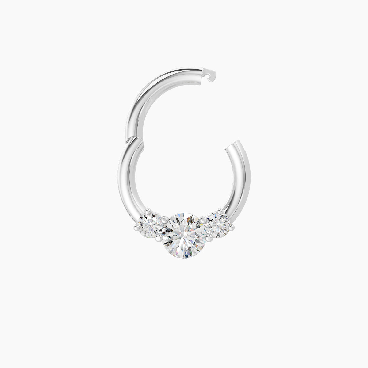 Grace | 18k White Gold 6.5 mm Trilogy Round Diamond Daith Piercing