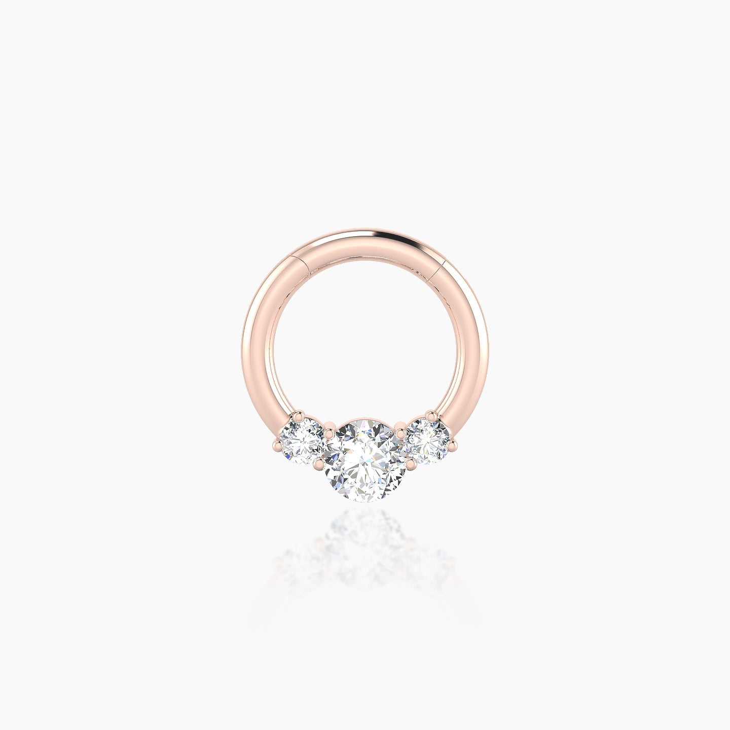 Grace | 18k Rose Gold 6.5 mm Trilogy Round Diamond Daith Piercing