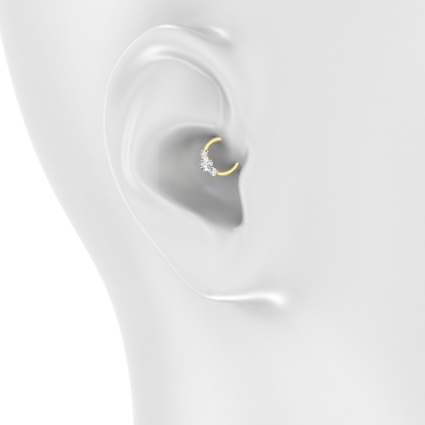 Grace | 18k Yellow Gold 6.5 mm Trilogy Round Diamond Daith Piercing