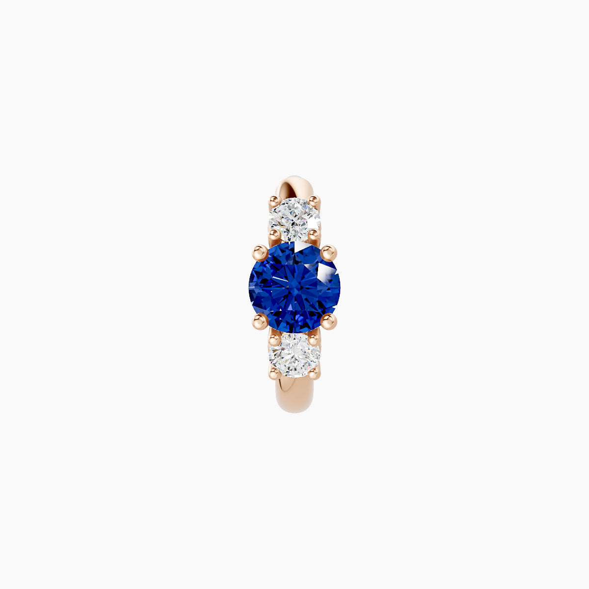 Grace | 18k Rose Gold 6.5 mm Trilogy Round Sapphire & Diamond Hoop Piercing