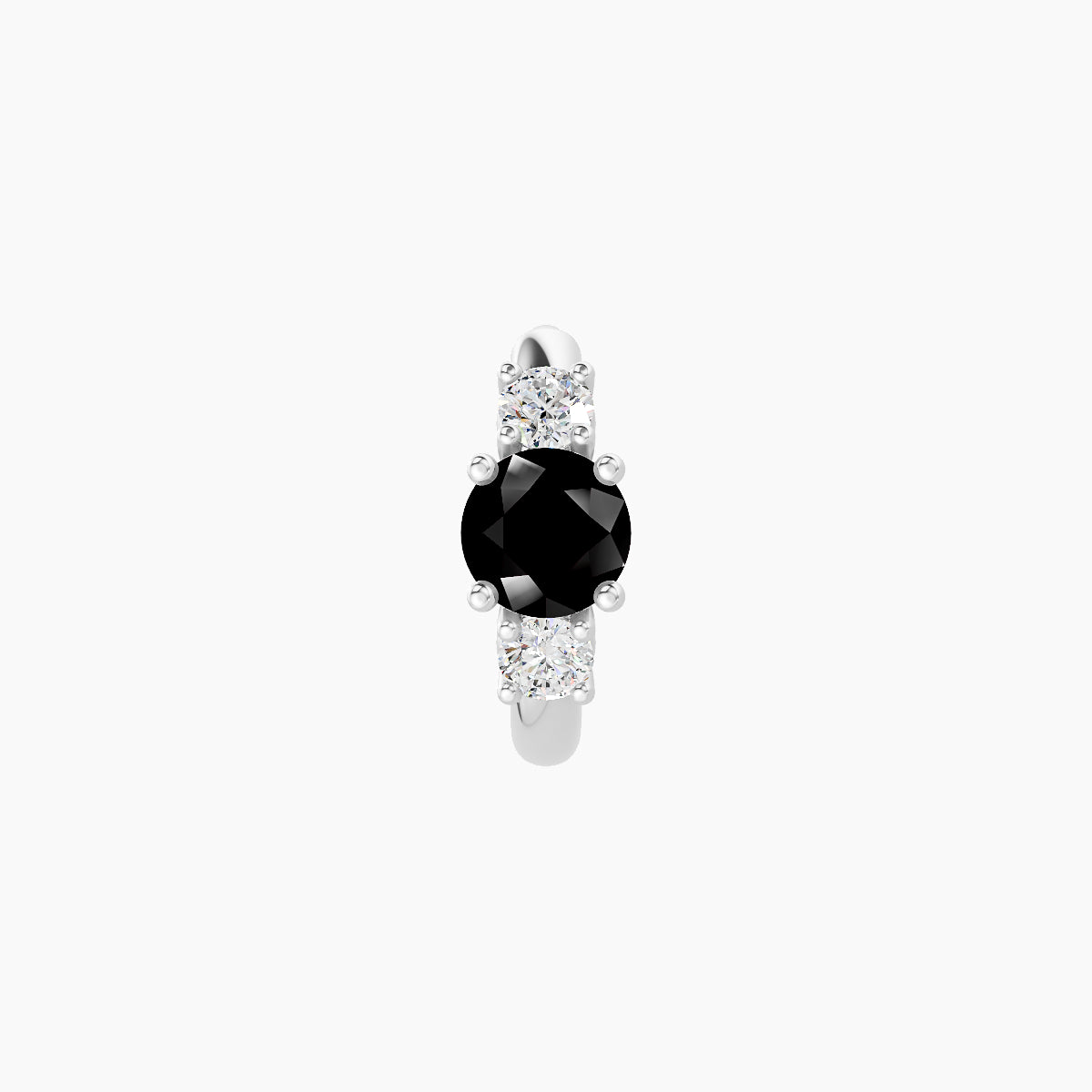 Grace | 18k White Gold 6.5 mm Trilogy Round Black Diamond & Diamond Hoop Piercing