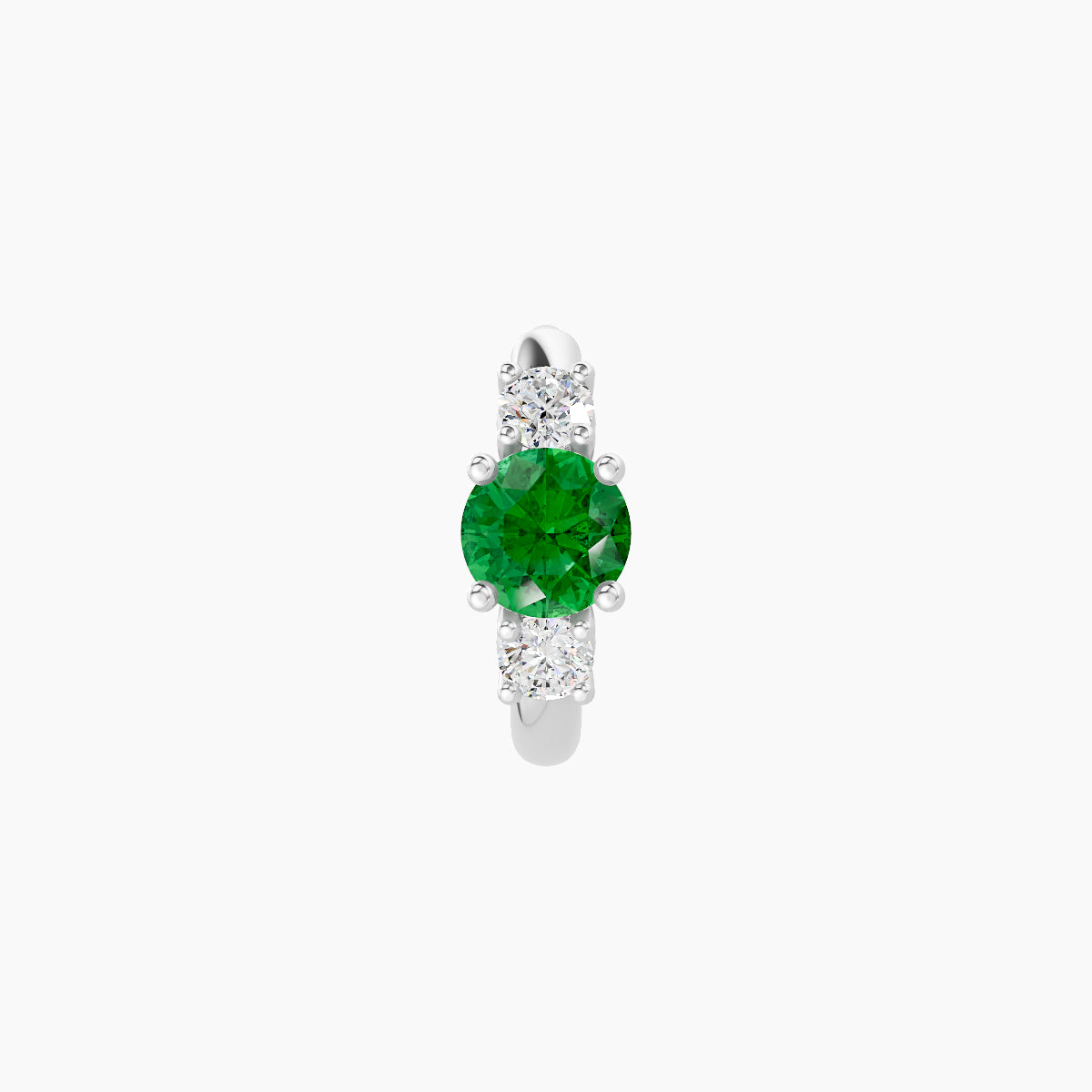 Grace | 18k White Gold 6.5 mm Trilogy Round Emerald & Diamond Hoop Piercing