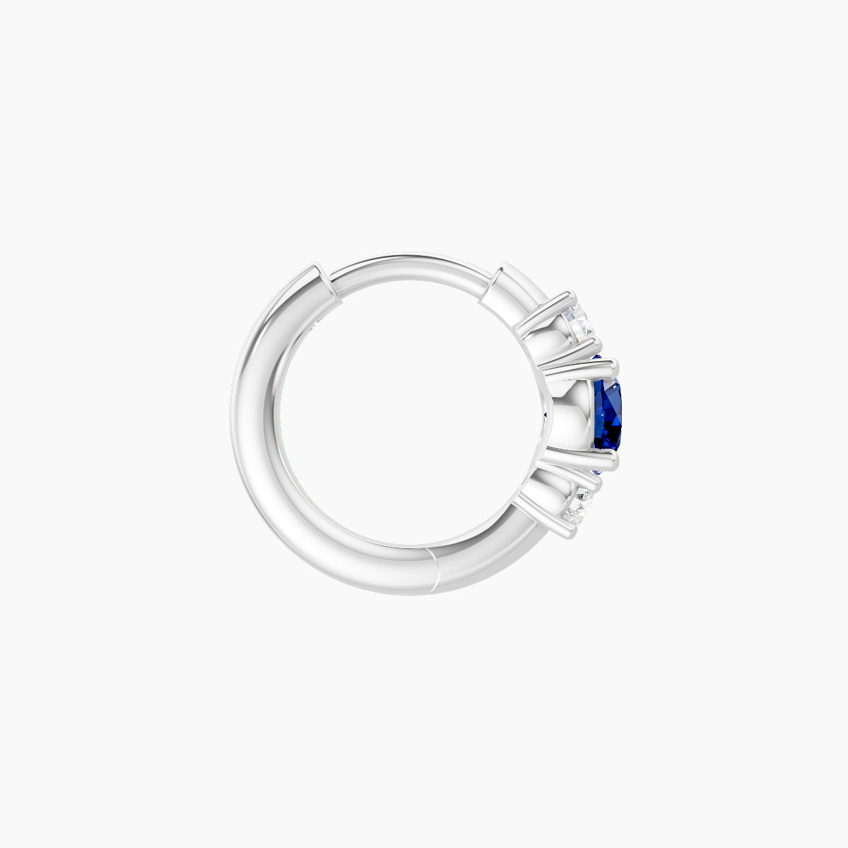Grace | 18k White Gold 6.5 mm Trilogy Round Sapphire & Diamond Hoop Piercing