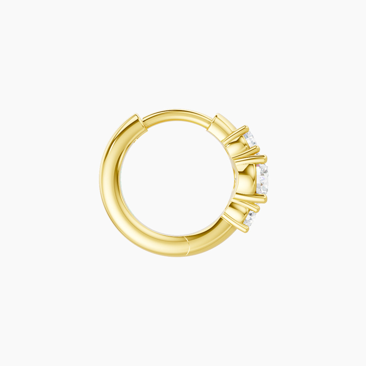 Grace | 18k Yellow Gold 6.5 mm Trilogy Round Diamond Hoop Piercing