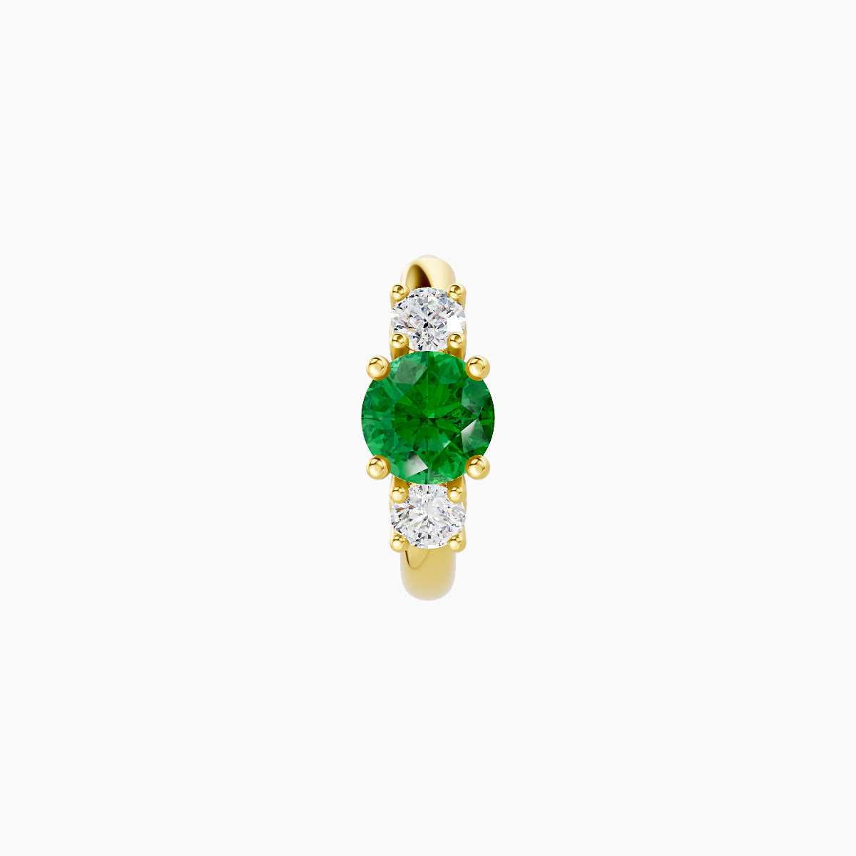 Grace | 18k Yellow Gold 6.5 mm Trilogy Round Emerald & Diamond Hoop Piercing