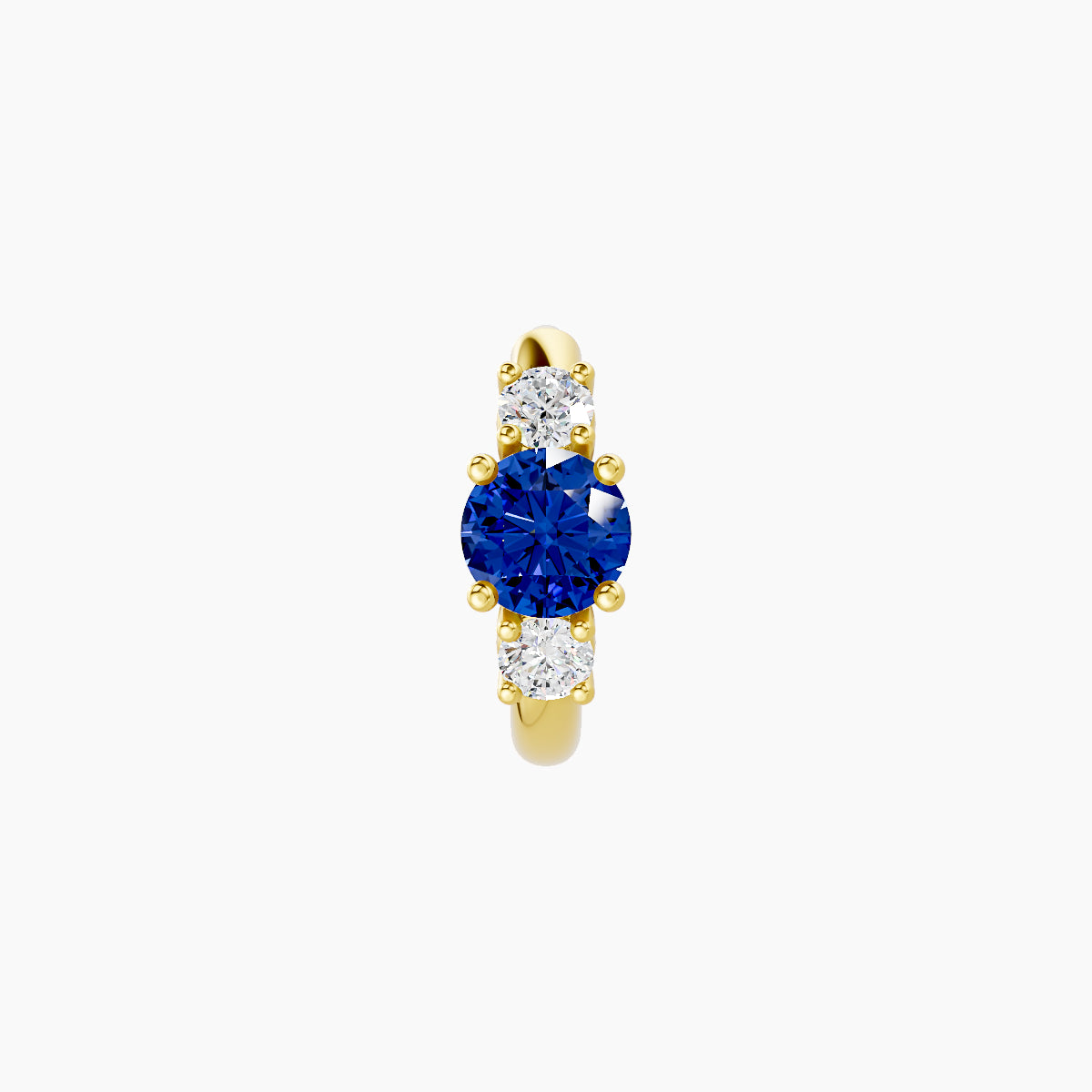 Grace | 18k Yellow Gold 6.5 mm Trilogy Round Sapphire & Diamond Hoop Piercing