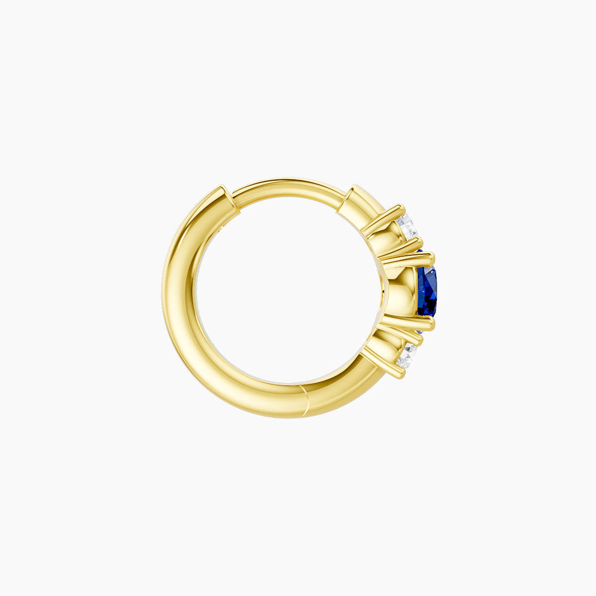 Grace | 18k Yellow Gold 6.5 mm Trilogy Round Sapphire & Diamond Hoop Piercing