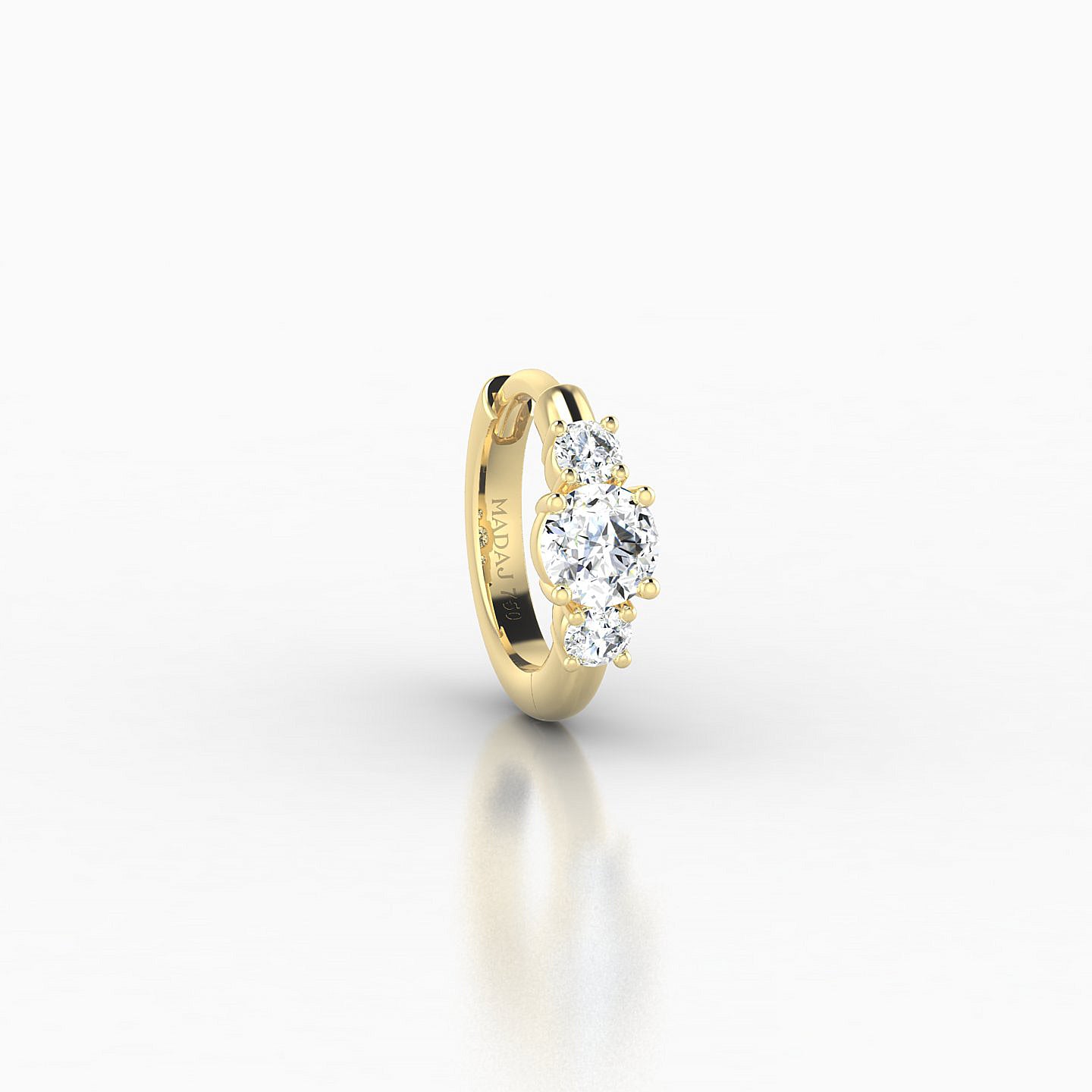 Grace | 18k Yellow Gold 6.5 mm Trilogy Round Diamond Hoop Piercing