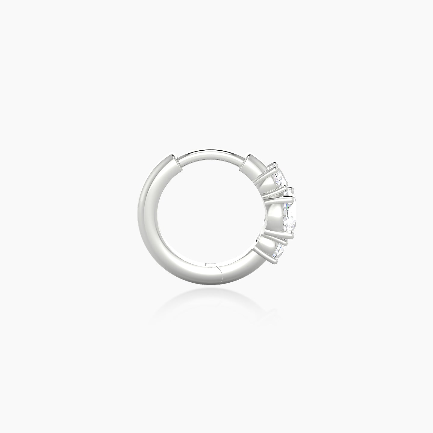 Grace | 18k White Gold 6.5 mm Trilogy Round Diamond Hoop Piercing