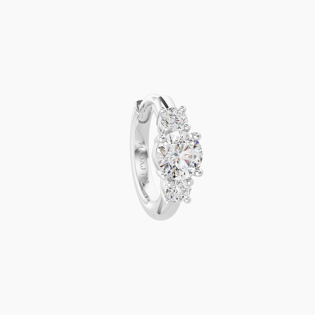 Grace | 18k White Gold 6.5 mm Trilogy Round Diamond Nose Ring Piercing