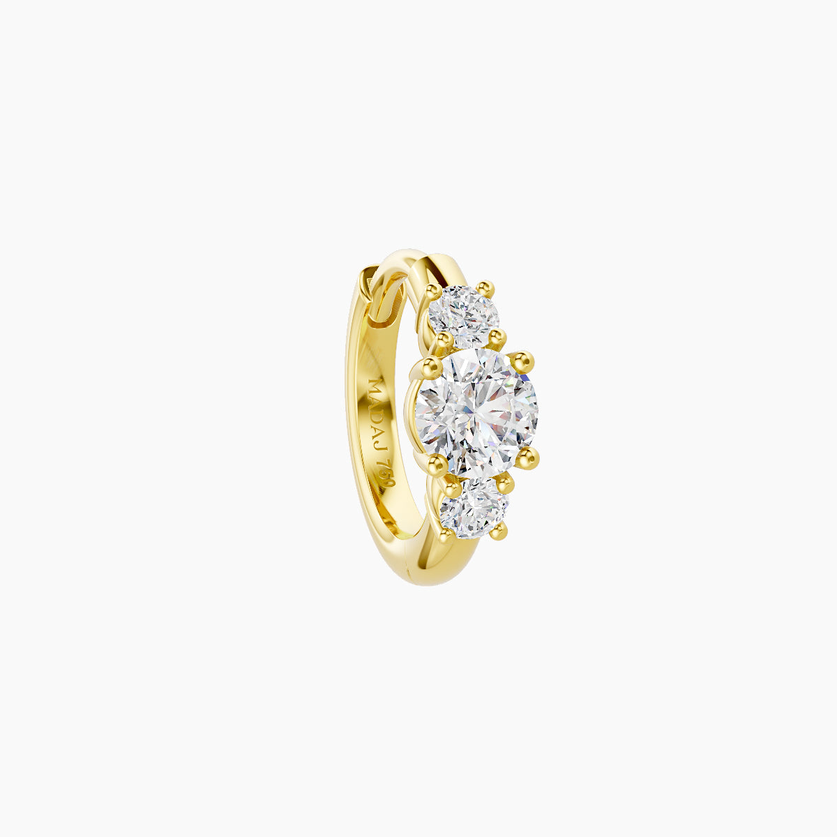Grace | 18k Yellow Gold 6.5 mm Trilogy Round Diamond Nose Ring Piercing