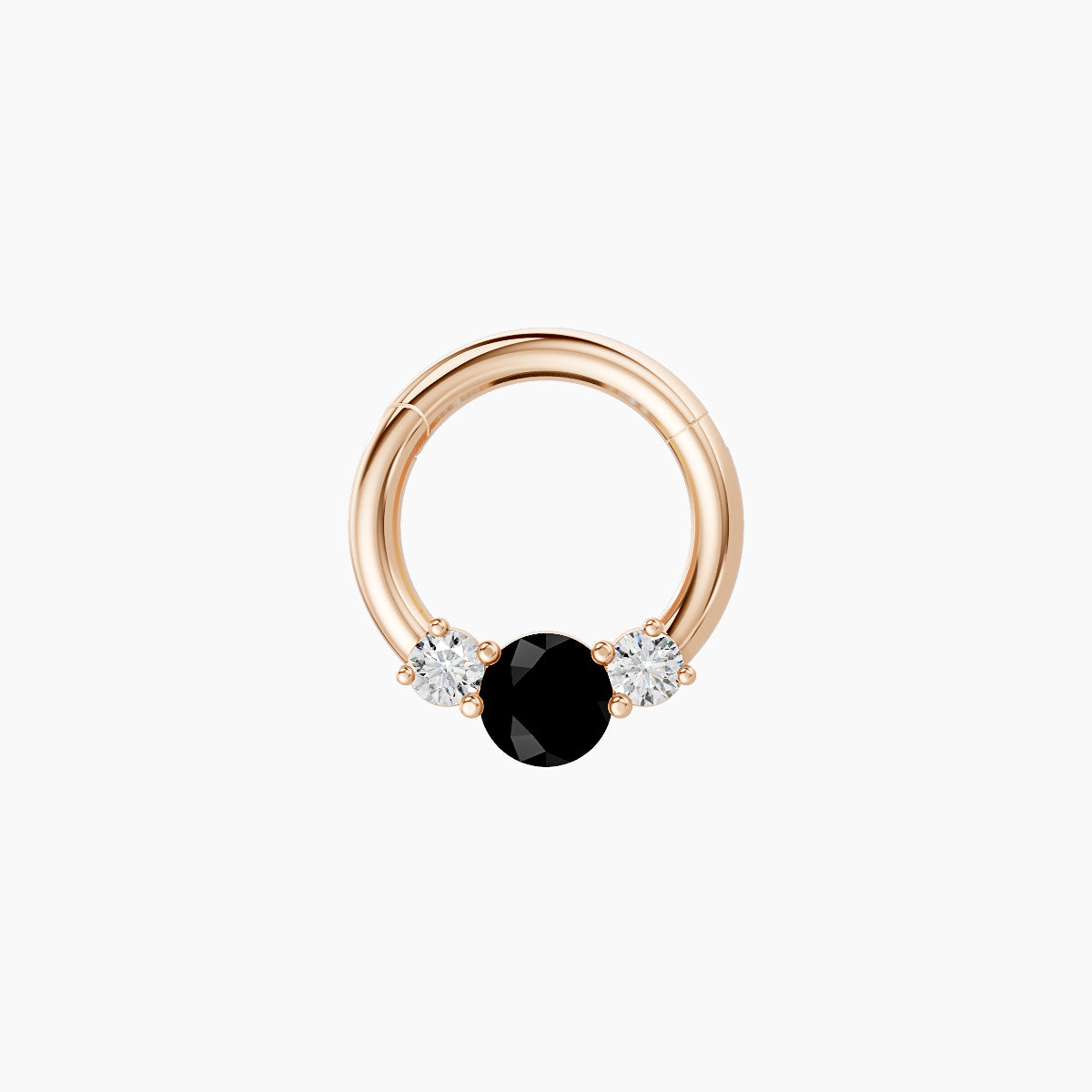 Grace | 18k Rose Gold 6.5 mm Trilogy Round Black Diamond & Diamond Septum Piercing