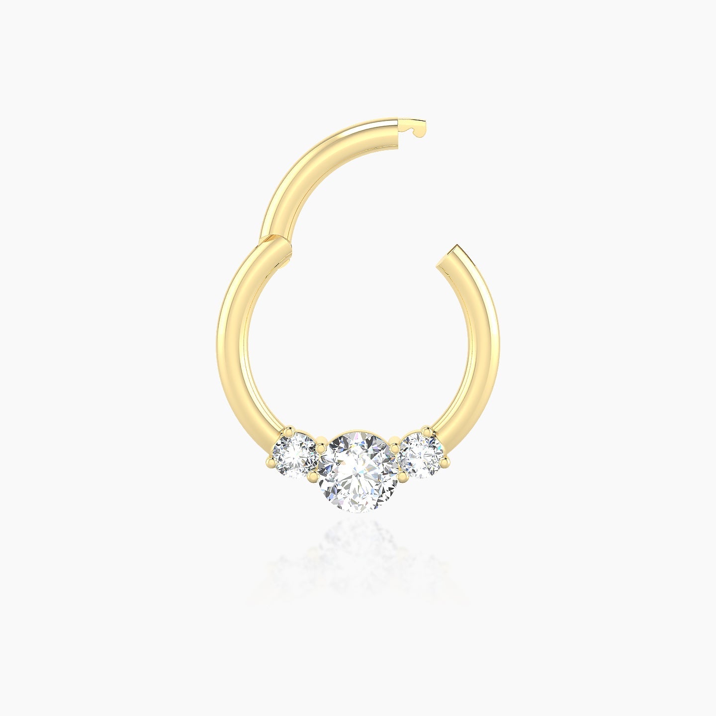 Grace | 18k Yellow Gold 8 mm Trilogy Round Diamond Daith Piercing