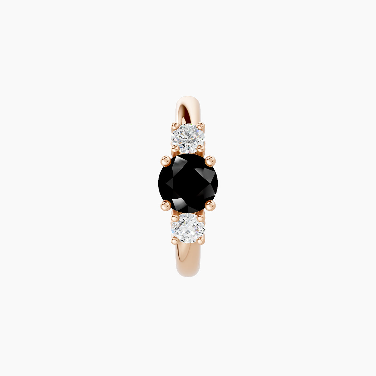Grace | 18k Rose Gold 8 mm Trilogy Round Black Diamond & Diamond Hoop Piercing