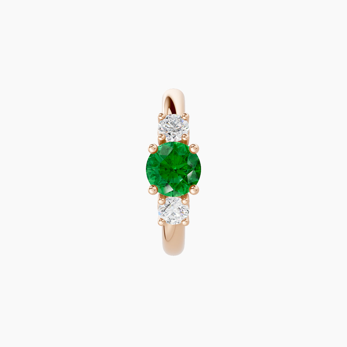 Grace | 18k Rose Gold 8 mm Trilogy Round Emerald & Diamond Hoop Piercing