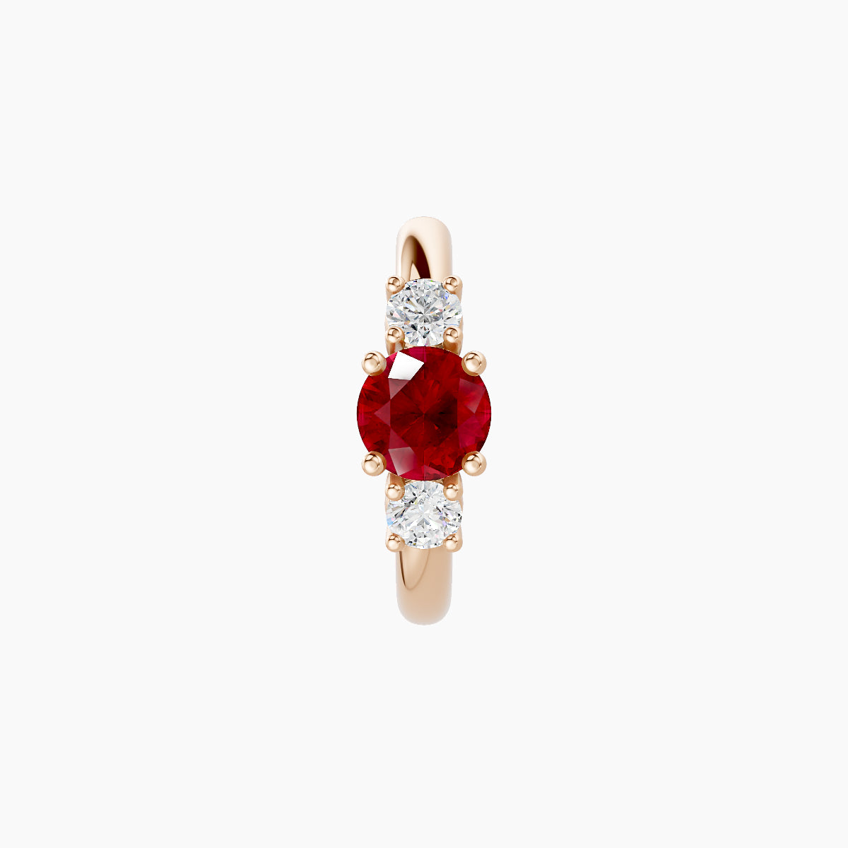 Grace | 18k Rose Gold 8 mm Trilogy Round Ruby & Diamond Hoop Piercing
