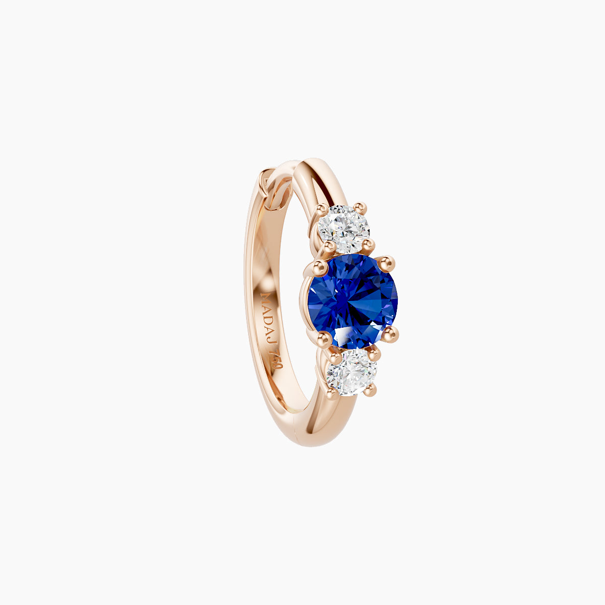 Grace | 18k Rose Gold 8 mm Trilogy Round Sapphire & Diamond Hoop Piercing