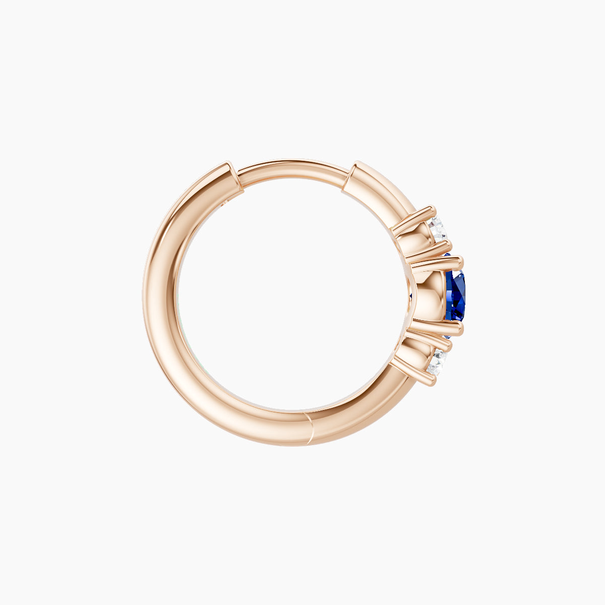 Grace | 18k Rose Gold 8 mm Trilogy Round Sapphire & Diamond Hoop Piercing