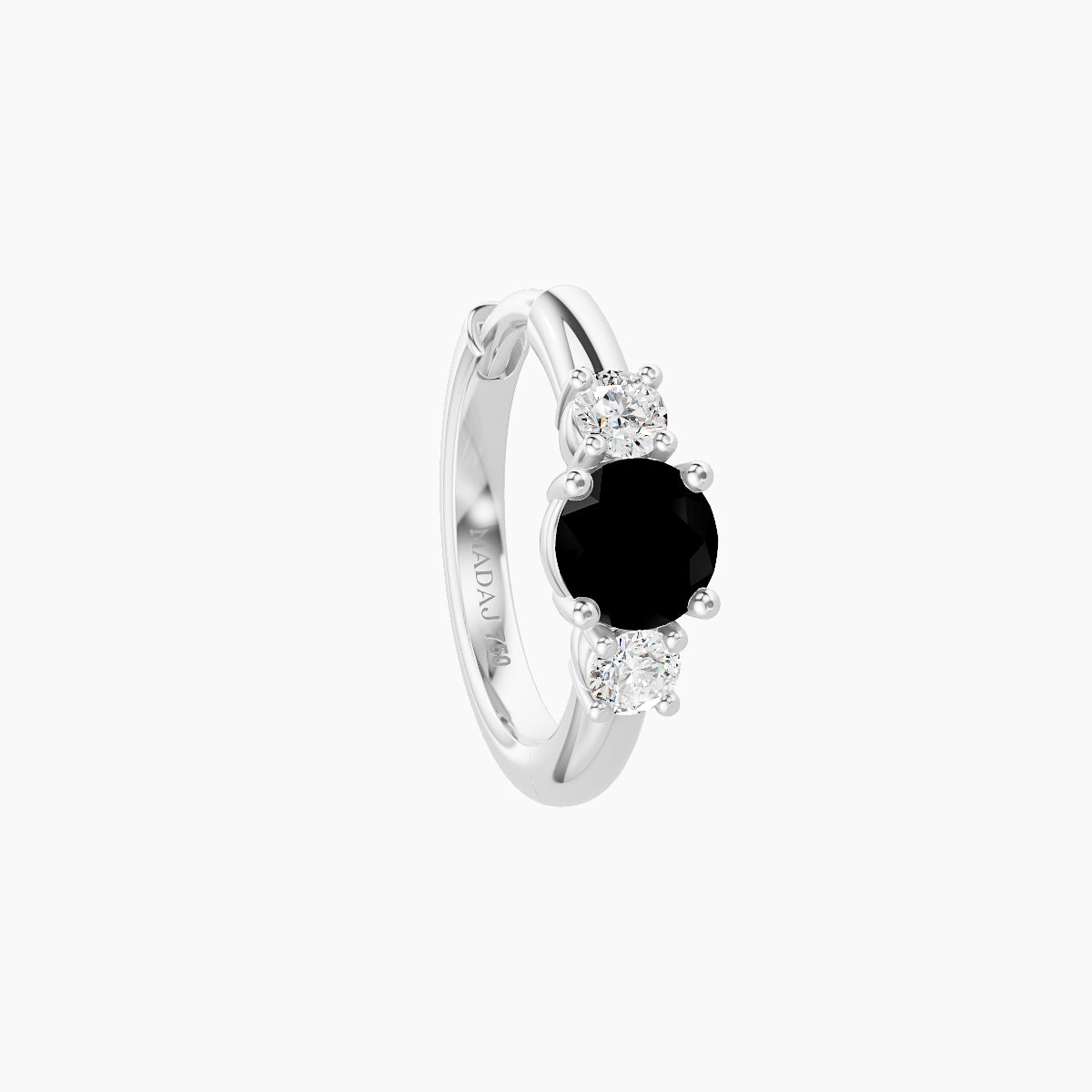 Grace | 18k White Gold 8 mm Trilogy Round Black Diamond & Diamond Hoop Piercing