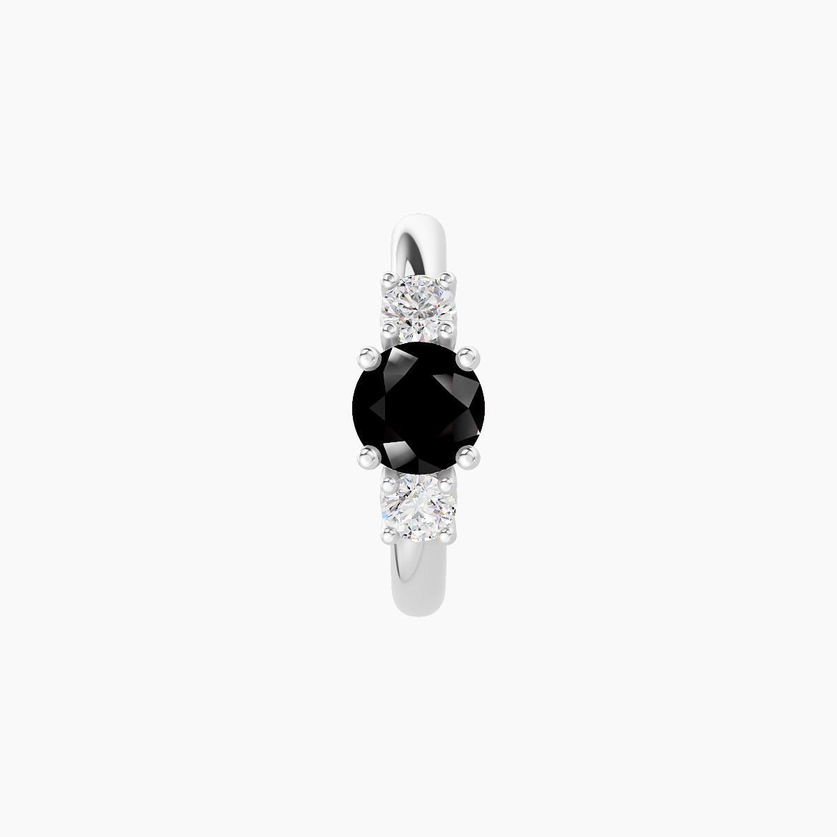 Grace | 18k White Gold 8 mm Trilogy Round Black Diamond & Diamond Hoop Piercing