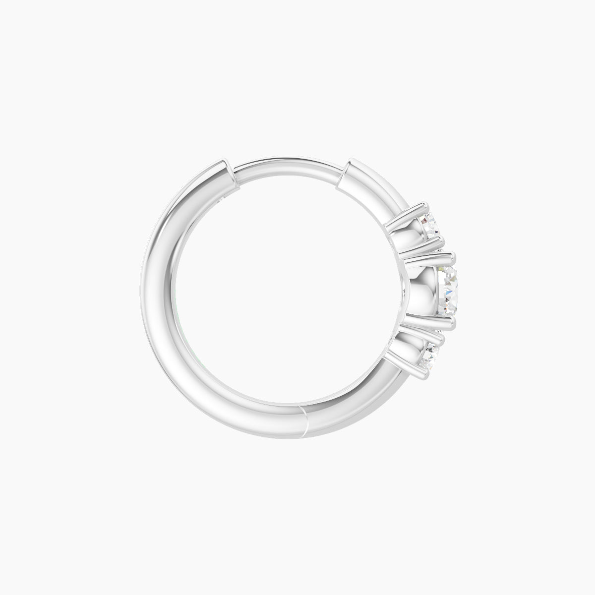 Grace | 18k White Gold 8 mm Trilogy Round Diamond Hoop Piercing