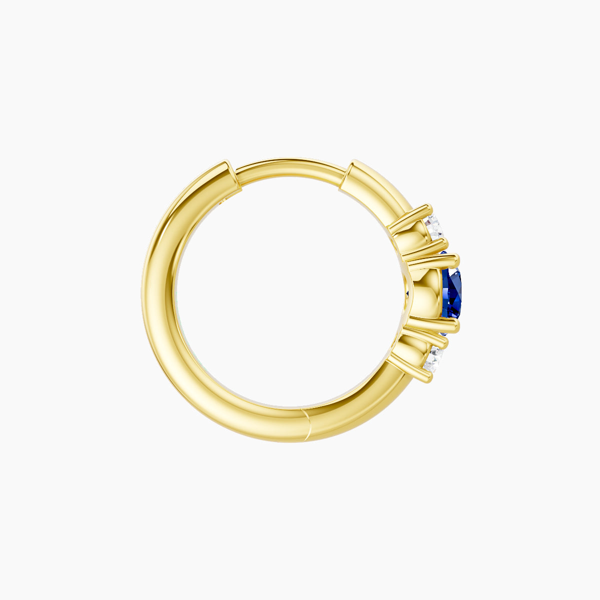 Grace | 18k Yellow Gold 8 mm Trilogy Round Sapphire & Diamond Hoop Piercing