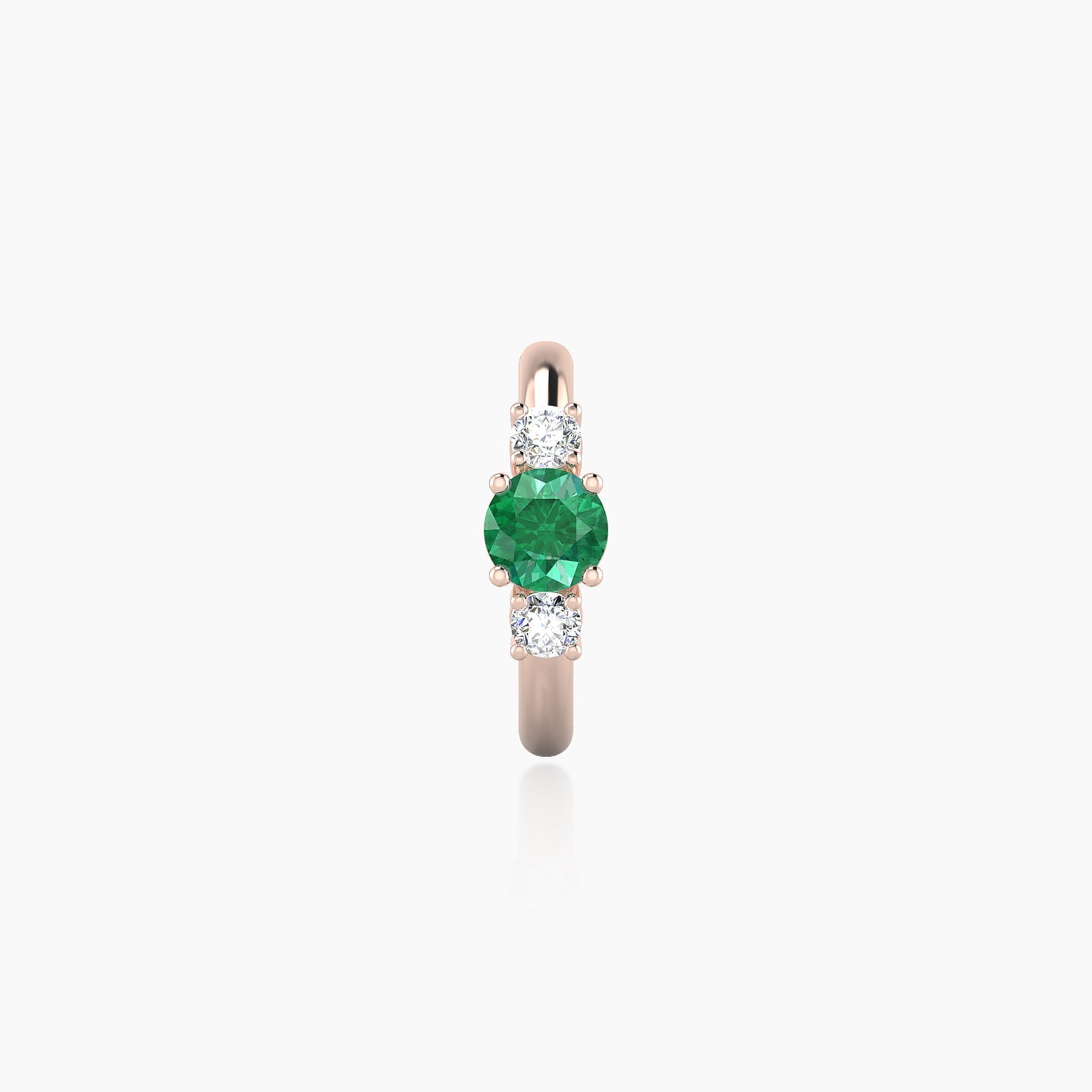 Grace | 18k Rose Gold 8 mm Trilogy Round Emerald & Diamond Hoop Piercing