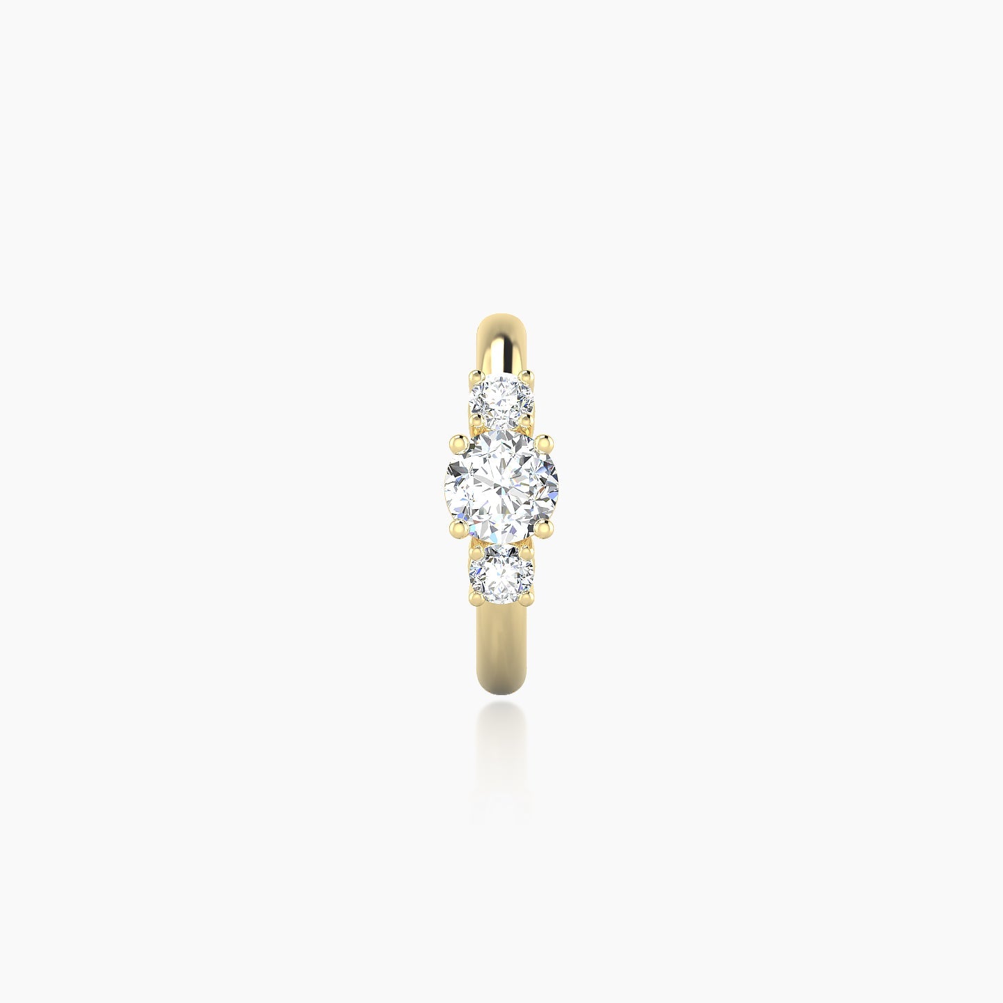 Grace | 18k Yellow Gold 8 mm Trilogy Round Diamond Hoop Piercing