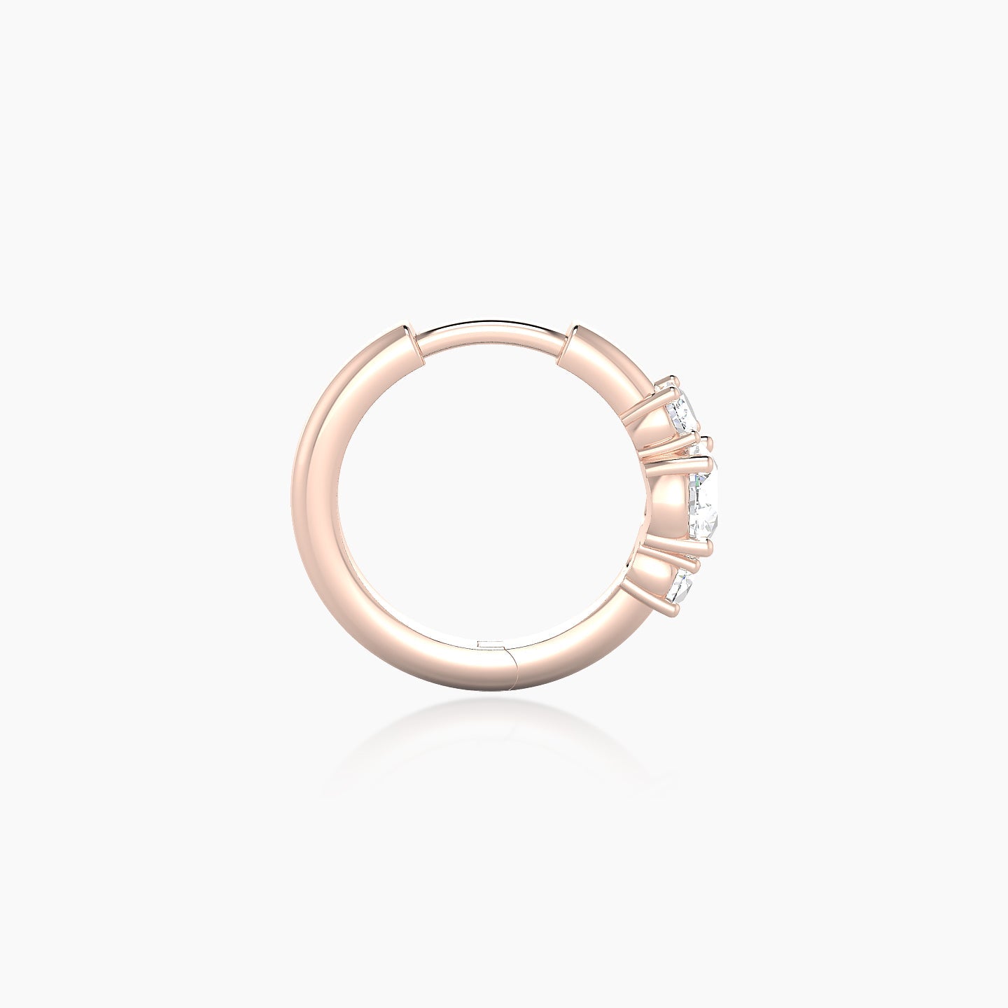 Grace | 18k Rose Gold 8 mm Trilogy Round Diamond Hoop Piercing