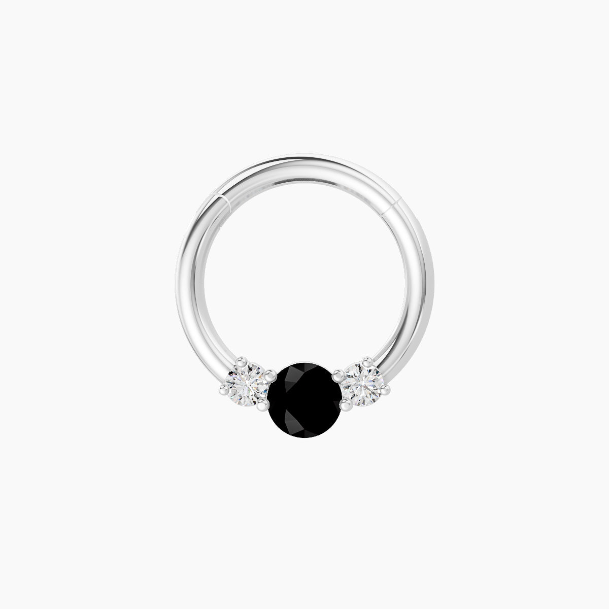 Grace | 18k White Gold 8 mm Trilogy Round Black Diamond & Diamond Septum Piercing