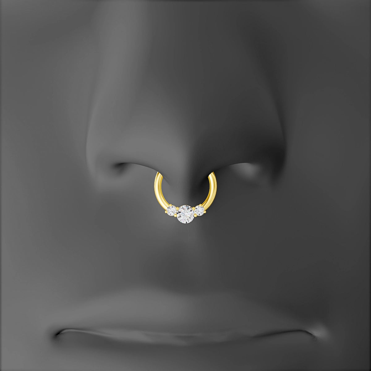 Grace | 18k Yellow Gold 8 mm Trilogy Round Diamond Septum Piercing