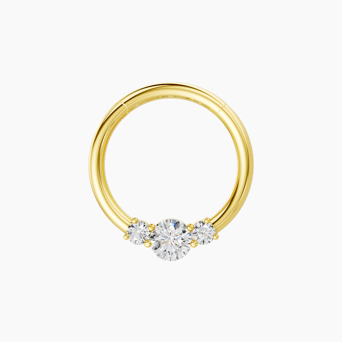 Grace | 18k Yellow Gold 9.5 mm Trilogy Round Diamond Daith Piercing