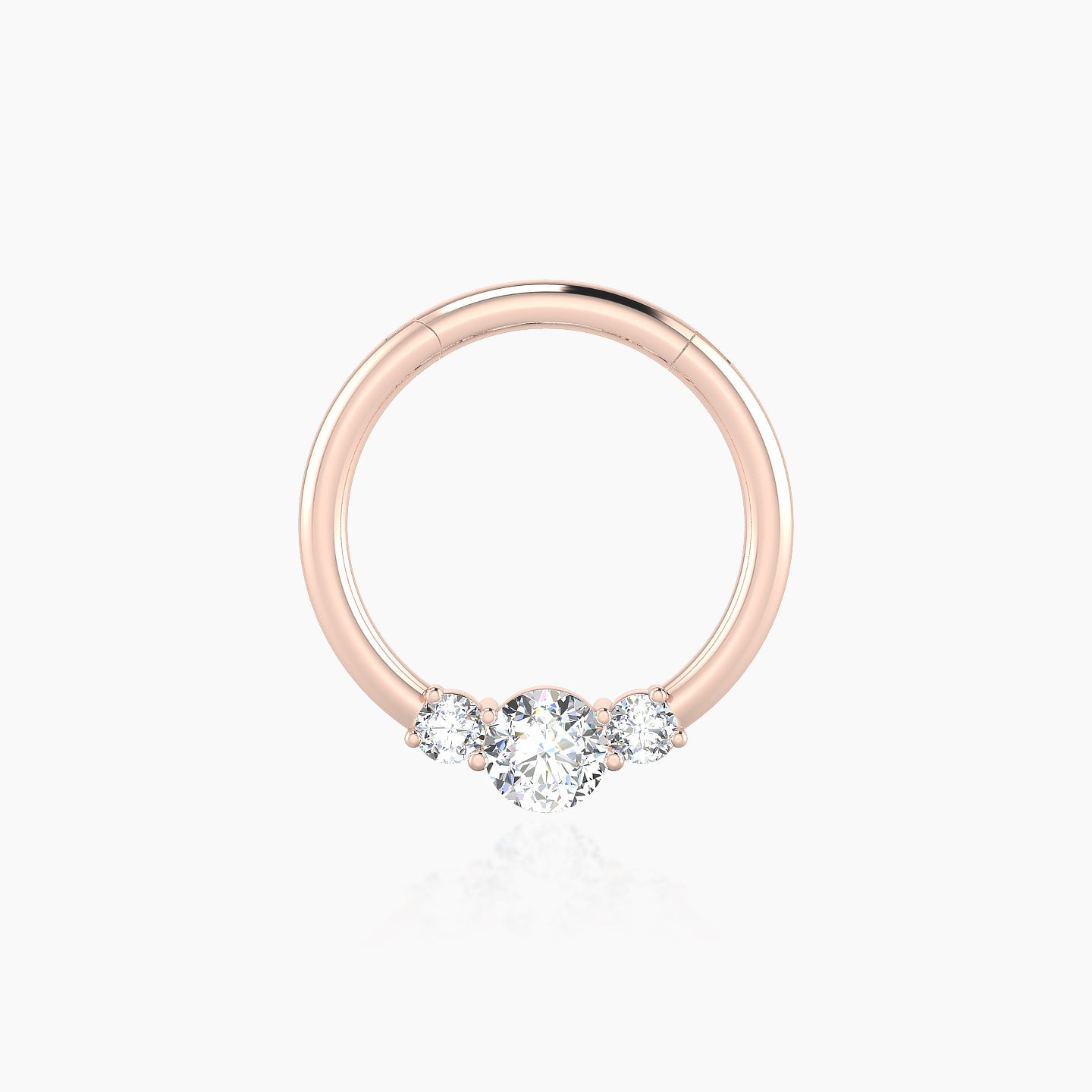 Grace | 18k Rose Gold 9.5 mm Trilogy Round Diamond Daith Piercing