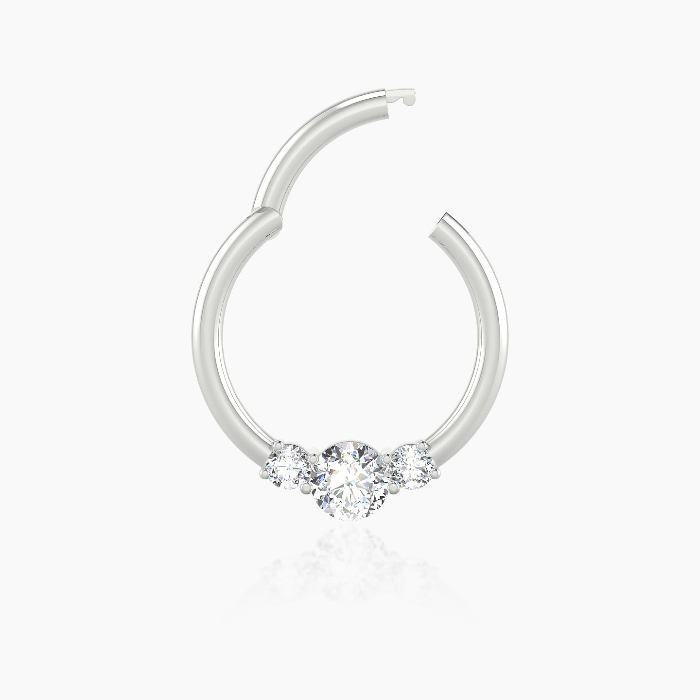 Grace | 18k White Gold 9.5 mm Trilogy Round Diamond Daith Piercing