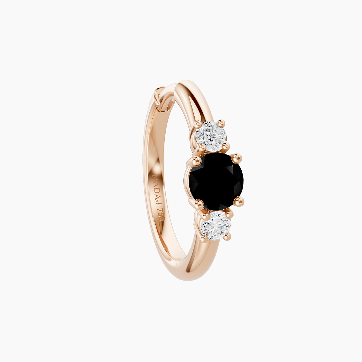 Grace | 18k Rose Gold 9.5 mm Trilogy Round Black Diamond & Diamond Hoop Piercing