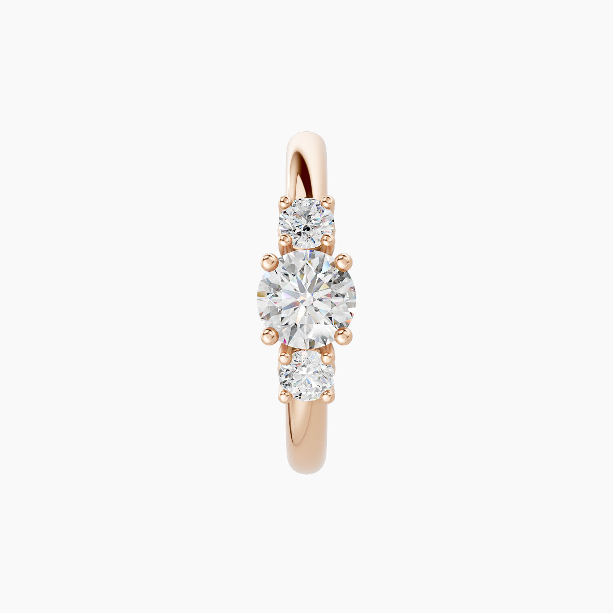 Grace | 18k Rose Gold 9.5 mm Trilogy Round Diamond Hoop Piercing