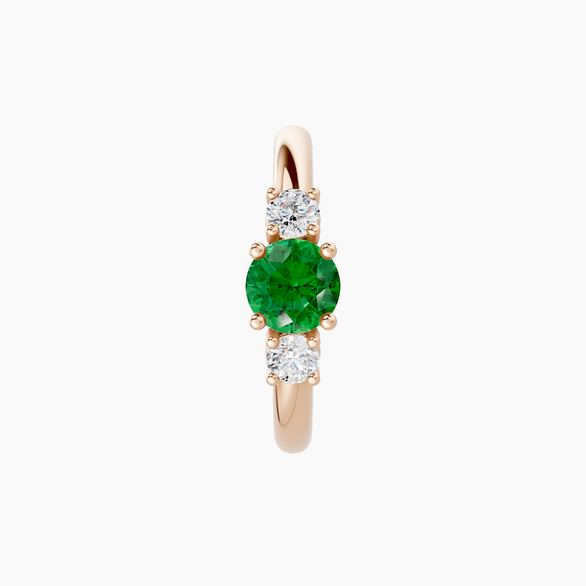 Grace | 18k Rose Gold 9.5 mm Trilogy Round Emerald & Diamond Hoop Piercing