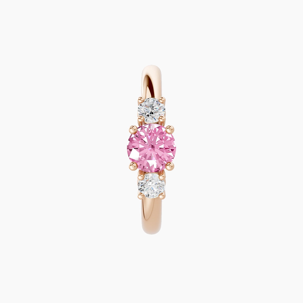 Grace | 18k Rose Gold 9.5 mm Trilogy Round Pink Sapphire & Diamond Hoop Piercing