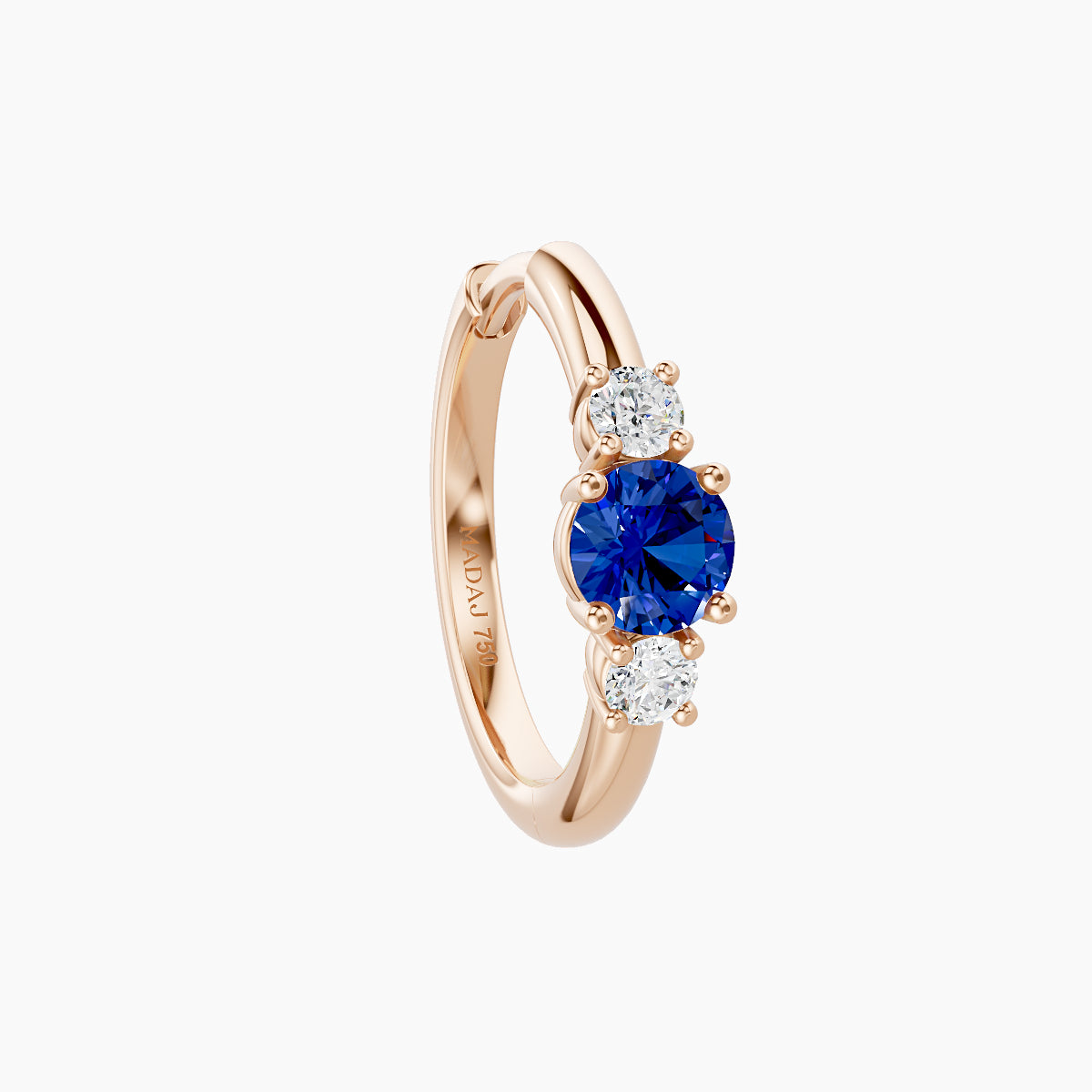 Grace | 18k Rose Gold 9.5 mm Trilogy Round Sapphire & Diamond Hoop Piercing