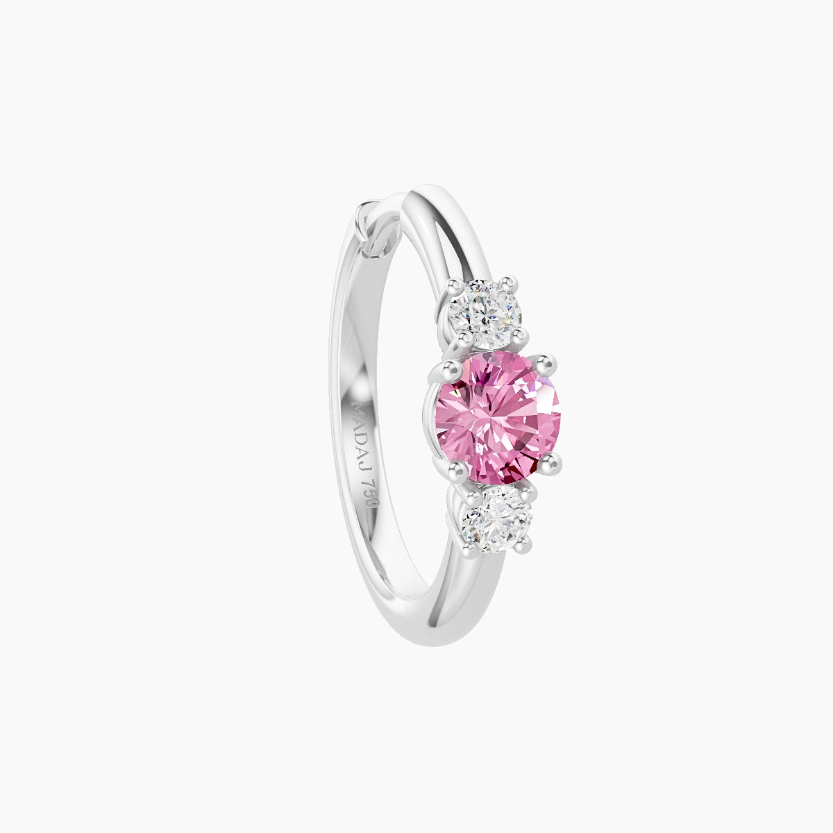 Grace | 18k White Gold 9.5 mm Trilogy Round Pink Sapphire & Diamond Hoop Piercing