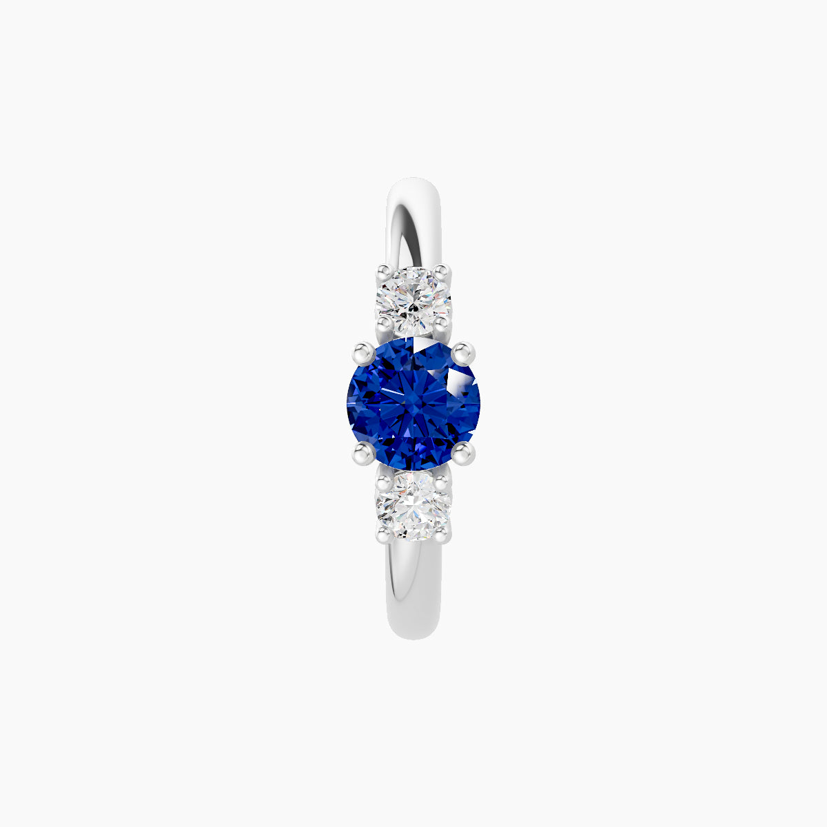 Grace | 18k White Gold 9.5 mm Trilogy Round Sapphire & Diamond Hoop Piercing