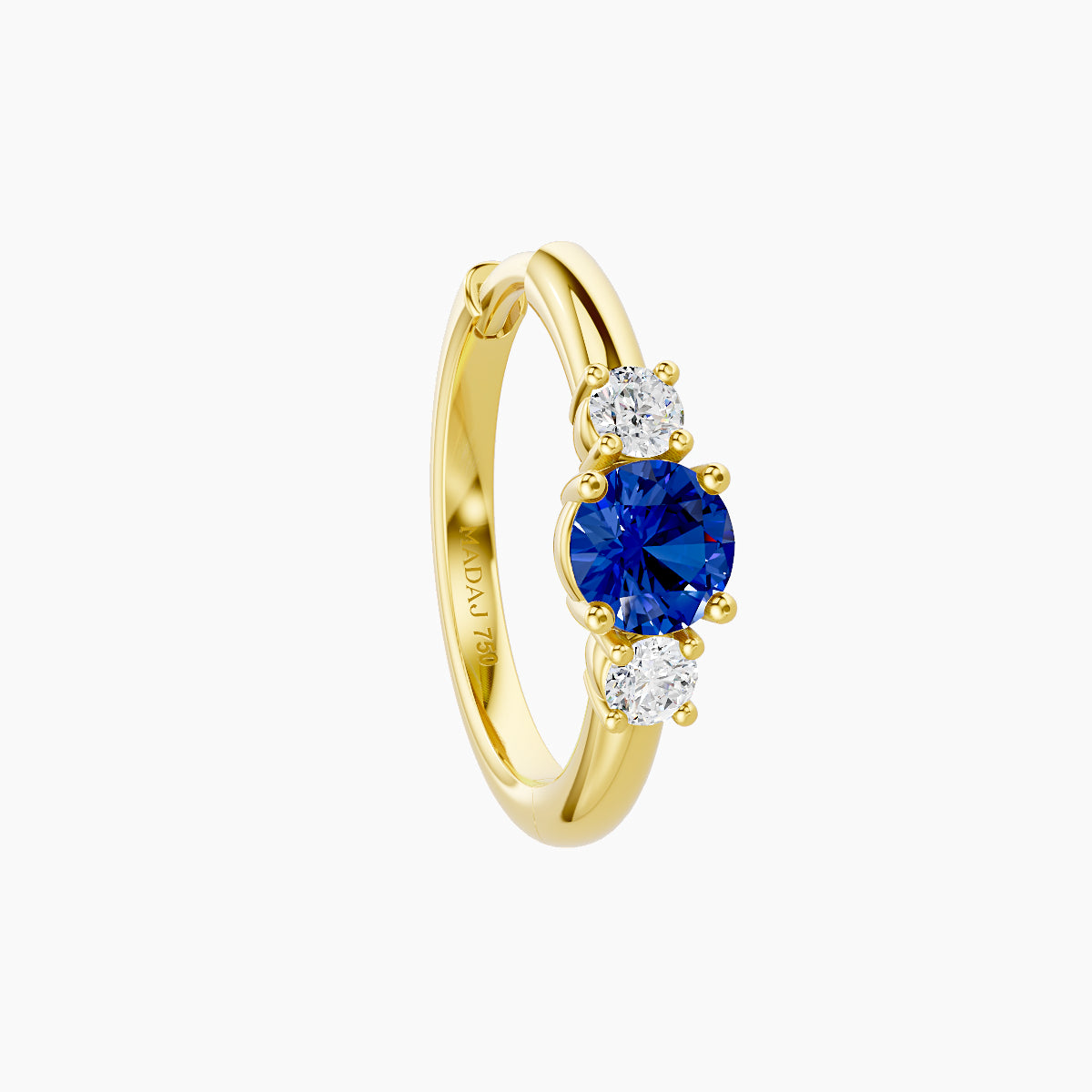 Grace | 18k Yellow Gold 9.5 mm Trilogy Round Sapphire & Diamond Hoop Piercing